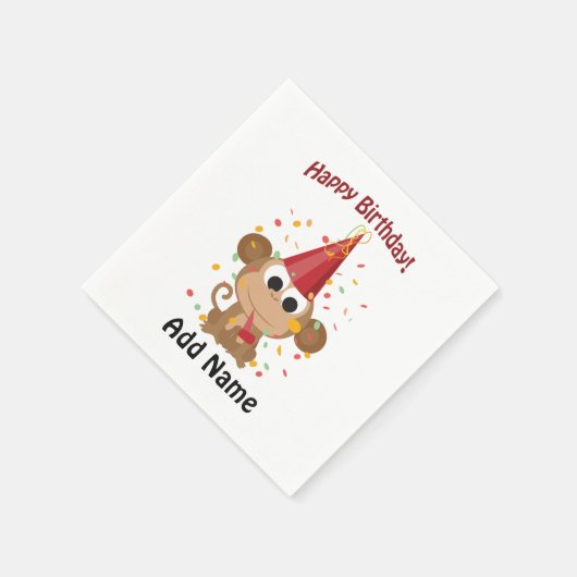 Gelukkige verjaardag Confetti Monkey Servetten (Hoek)