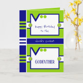 Gelukkige Verjaardag Coolest Godfather blauw en gr Kaart (Gele Bloem)