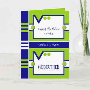 Gelukkige Verjaardag Coolest Godfather blauw en gr Kaart