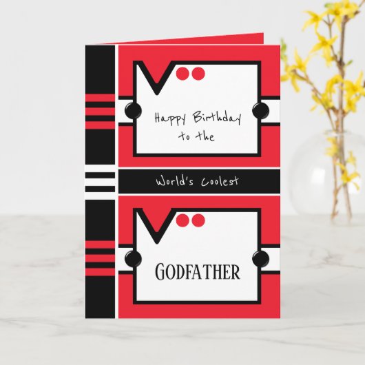 Gelukkige Verjaardag Coolest Godfather rood en zwa Kaart (Gele Bloem)
