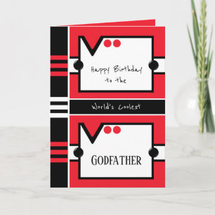 Gelukkige Verjaardag Coolest Godfather rood en zwa Kaart