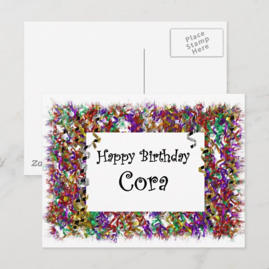 Gelukkige verjaardag Cora Briefkaart (Voorkant / Achterkant)