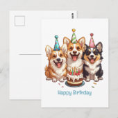 Gelukkige verjaardag Corgi Dogs Briefkaart (Voorkant / Achterkant)