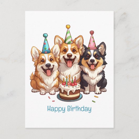Gelukkige verjaardag Corgi Dogs Briefkaart (Voorkant)