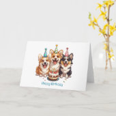 Gelukkige verjaardag Corgi Dogs Kaart (Gele Bloem)