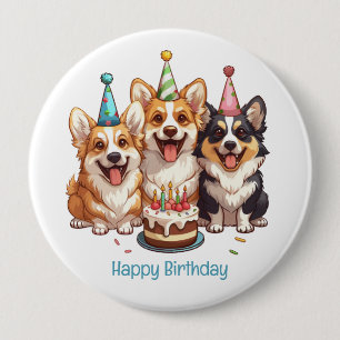 Gelukkige verjaardag Corgi Dogs Ronde Button 4,0 Cm