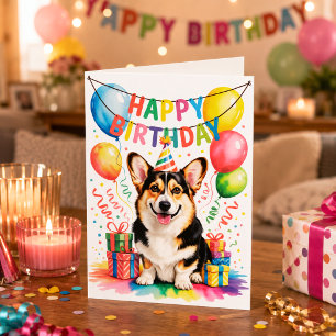 Gelukkige verjaardag Corgi-hond feestje Kaart