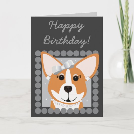 Gelukkige verjaardag! Corgi Lady Gray Kaart (Voorkant)