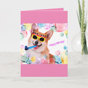 Gelukkige verjaardag Corgi met bril voor haar Kaart
