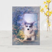 Gelukkige Verjaardag Corgi Puppy Kaart (Gele Bloem)