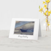 Gelukkige verjaardag Cornish vissersboot Kaart (Gele Bloem)