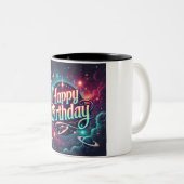 Gelukkige Verjaardag Cosmic Galaxy Magic Tweekleurige Koffiemok (Voorkant rechts)