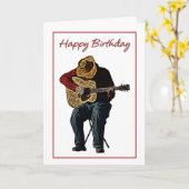 Gelukkige Verjaardag Cowboy met Gitaar Illustratie Kaart (Gele Bloem)