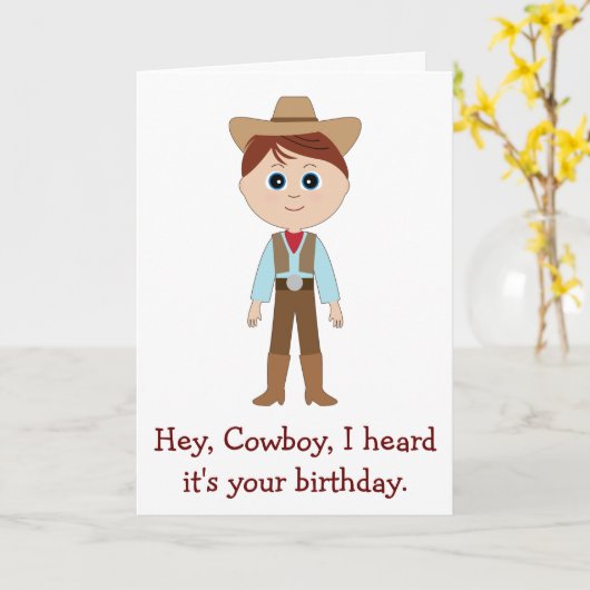 Gelukkige verjaardag, cowboy voor kleinzoon kaart (Gele Bloem)