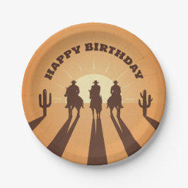 Gelukkige verjaardag cowboys papieren bordje