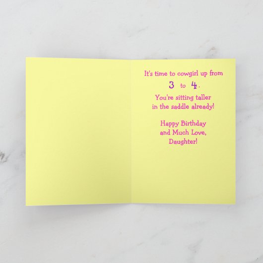 Gelukkige verjaardag, cowgirl voor dochter kaart (Binnen)