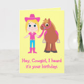 Gelukkige verjaardag, Cowgirl voor kleindochter Kaart (Voorkant)
