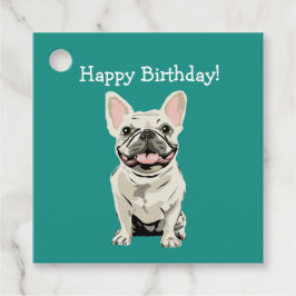 Gelukkige verjaardag - Cream Franse Bulldog Bedankjes Labels