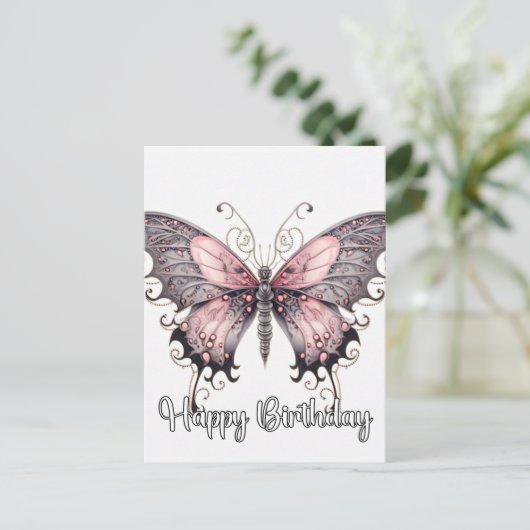 Gelukkige Verjaardag Creatief Vlinderontwerp Feestdagenkaart (Staand voorkant)