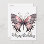 Gelukkige Verjaardag Creatief Vlinderontwerp Feestdagenkaart (Voorkant / Achterkant)