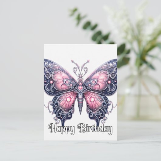 Gelukkige Verjaardag Creatief Vlinderontwerp Feestdagenkaart (Staand voorkant)