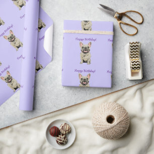 Gelukkige verjaardag -Crème Franse Bulldog Cadeaupapier