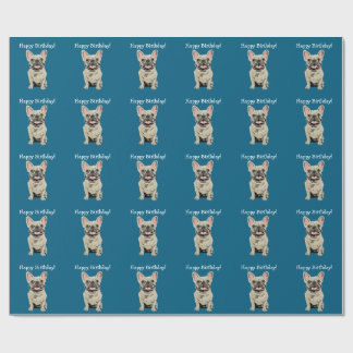 Gelukkige verjaardag -Crème Franse Bulldog Cadeaupapier
