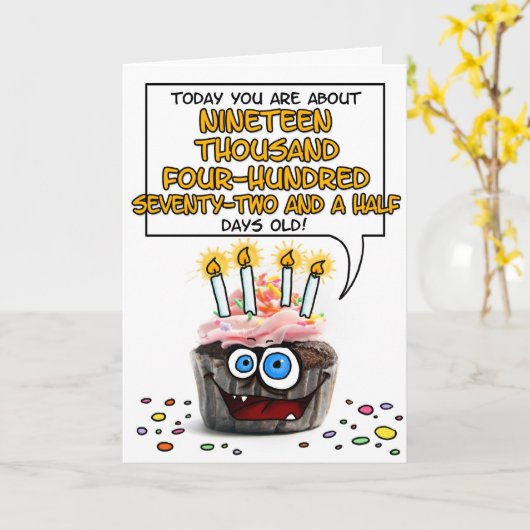 Gelukkige Verjaardag Cupcake - 53 jaar oud Kaart (Gele Bloem)