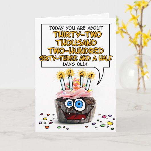 Gelukkige Verjaardag Cupcake - 88 jaar oud Kaart (Gele Bloem)