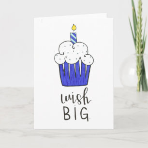 gelukkige verjaardag cupcake kalligrafie blauw han kaart