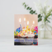 Gelukkige Verjaardag Cupcake met kaarsen Briefkaart (Staand voorkant)