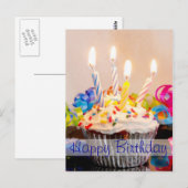Gelukkige Verjaardag Cupcake met kaarsen Briefkaart (Voorkant / Achterkant)