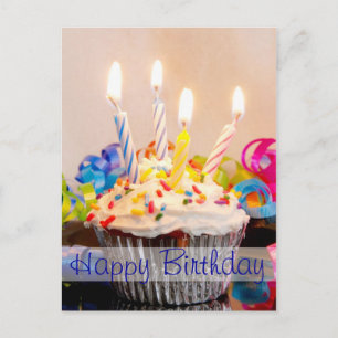 Gelukkige Verjaardag Cupcake met kaarsen Briefkaart
