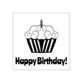Gelukkige Verjaardag Cupcake Rubber Stamp Rubberstempel (Afrduk)