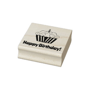 Gelukkige Verjaardag Cupcake Rubber Stamp Rubberstempel