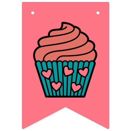 Gelukkige Verjaardag Cupcake Thema Verjaardag Part Vlaggetjes (Eerste vlag)