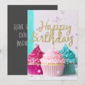 Gelukkige verjaardag Cupcakes Elegant Feestdagenkaart (Voorkant / Achterkant)