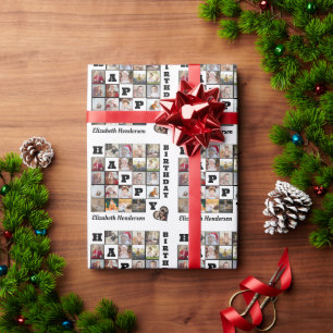 Gelukkige Verjaardag Custom 21 Photo Collage Gift Cadeaupapier