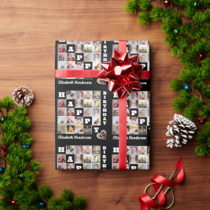 Gelukkige Verjaardag Custom 21 Photo Collage Gift Cadeaupapier