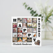 Gelukkige Verjaardag Custom 21 Photo Collage Gift Kaart (Staand voorkant)
