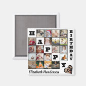 Gelukkige Verjaardag Custom 21 Photo Collage Gift Magneet (Voorkant / Achterkant)
