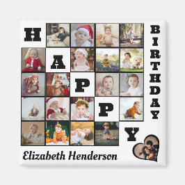 Gelukkige Verjaardag Custom 21 Photo Collage Gift Magneet