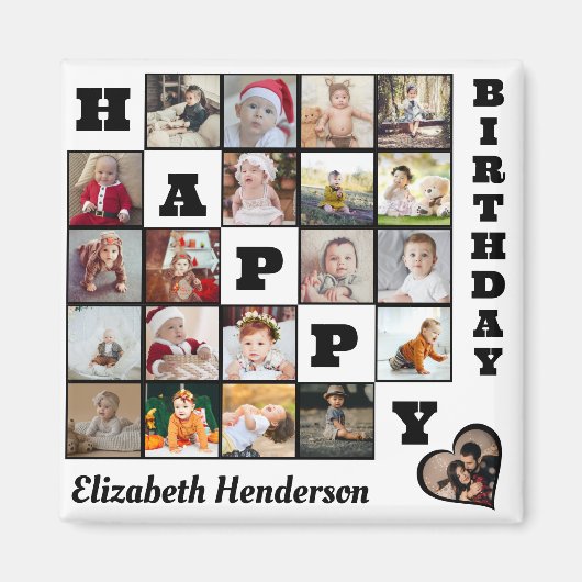 Gelukkige Verjaardag Custom 21 Photo Collage Gift Magneet (Voorkant)