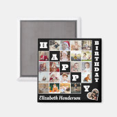 Gelukkige Verjaardag Custom 21 Photo Collage Gift Magneet (Voorkant / Achterkant)