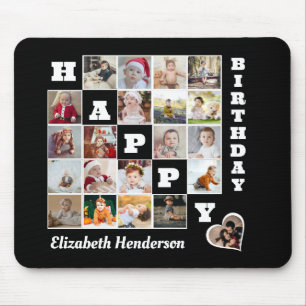 Gelukkige Verjaardag Custom 21 Photo Collage Gift Muismat