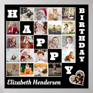 Gelukkige Verjaardag Custom 21 Photo Collage Gift Poster