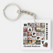 Gelukkige Verjaardag Custom 21 Photo Collage Gift Sleutelhanger (Voorkant)