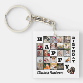 Gelukkige Verjaardag Custom 21 Photo Collage Gift Sleutelhanger