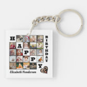 Gelukkige Verjaardag Custom 21 Photo Collage Gift Sleutelhanger (Achterkant)
