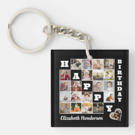 Gelukkige Verjaardag Custom 21 Photo Collage Gift Sleutelhanger